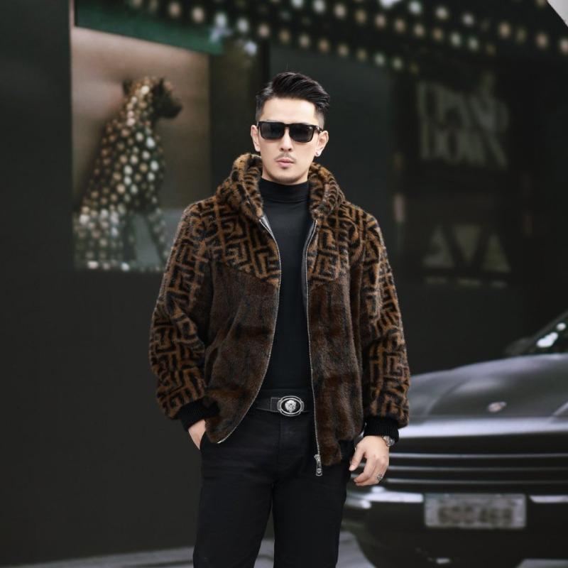 Men S Thick Warm Faux Mink Fur Hooded Jacket Winter Outerwear For Men