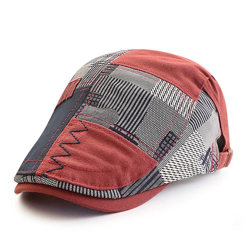 Designer Beret Hat Men Retro Newsboy Cap Patchwork Plaid Herringbone Flat Peaked Cap Women Driving Cabbie Gatsby Hat Casquette