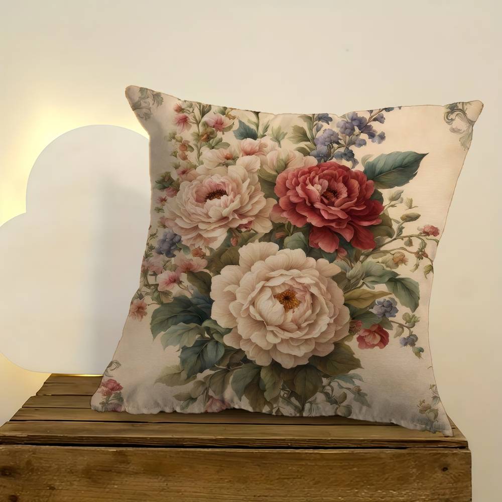 Vintage Floral Art Flower Pillowcase Toon Gift Cushion Cover Bedroom Home Sofa Chair Seat Decor Pillow Case
