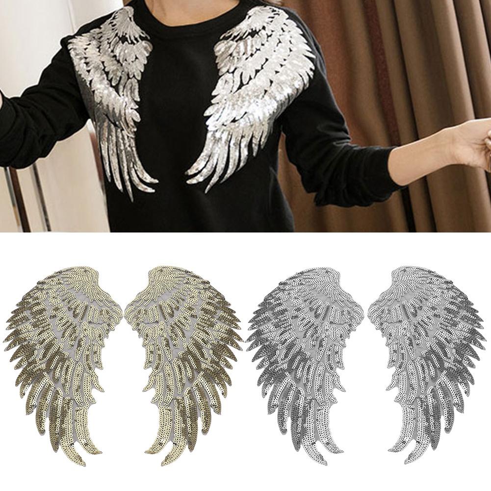 2 Par DIY Klädvinge Paljettlapp Applikation Kläder Klänning Kjol Dekorativa Tillbehör