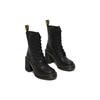 Dr. Martens Chesney Leather Flared Heel Lace-Up Short Mid-Calf Boots Unisex boots Black 26701001