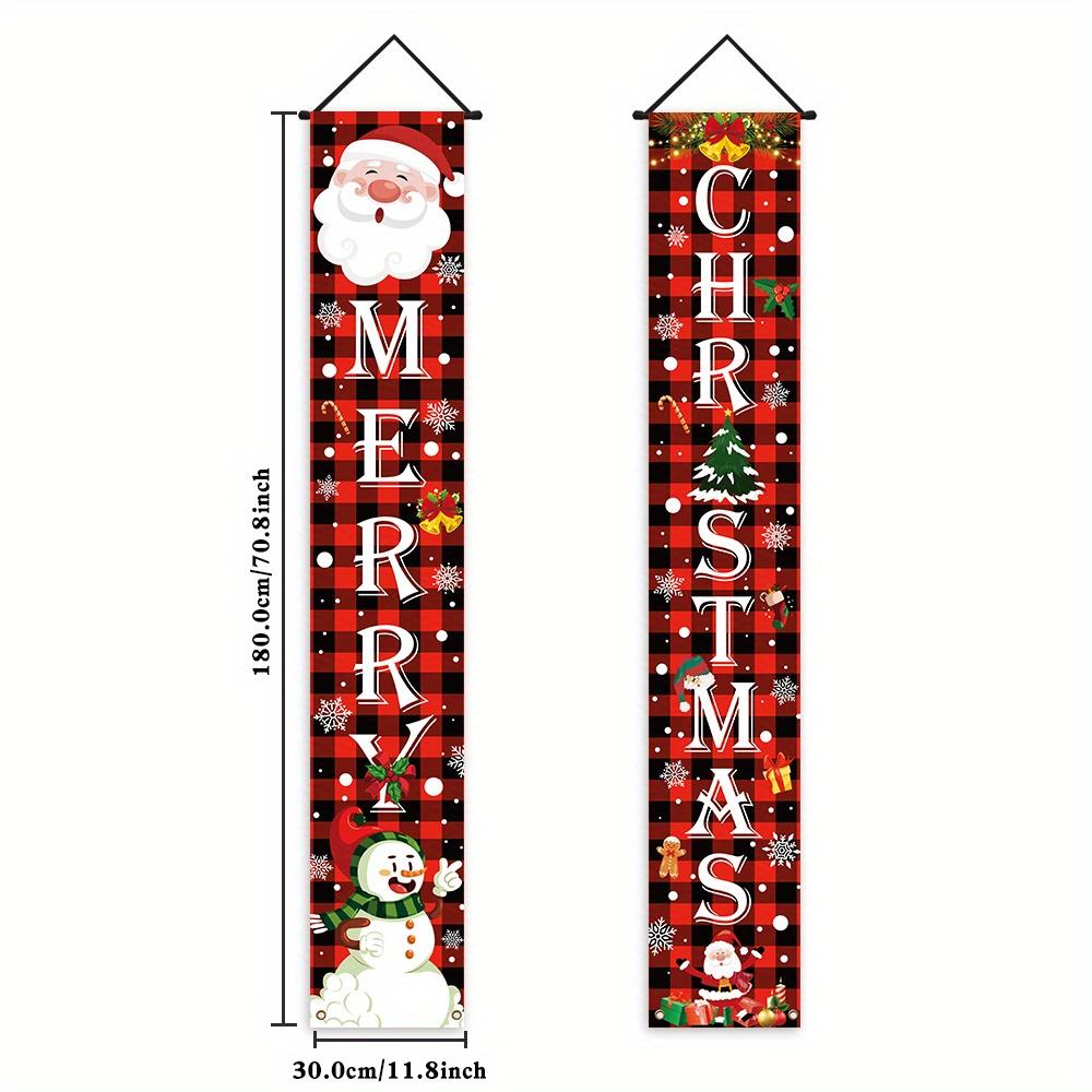 Merry Christmas Porch Sign 1 Pair Polyester Indoor Outdoor Decor
