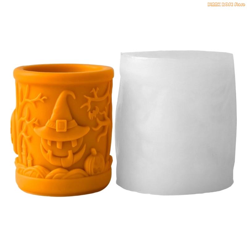 K1AE Multiurpose Cylinder Silicone Mold Halloween Themed Silicone Mould For Handmade Soap Holiday Decoration