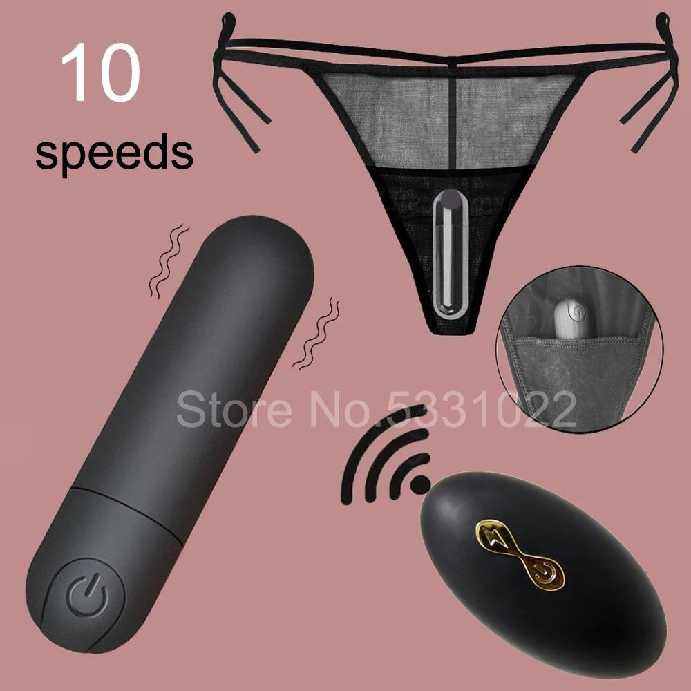 Chiloți vibranti 10 funcții Telecomandă fără fir Reîncărcabil Bullet Vibrator Curea pentru lenjerie de corp Vibrator pentru femei Jucărie sexuală