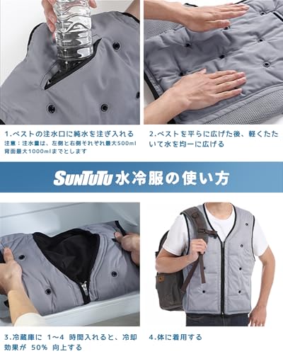 SUNTUTU Electric Water-Cooled Vest, No Ice Packs Required, Water-Injected Cooling Vest, Men's Unisex, Summer Wear, Just Fill with Water and Ready To U