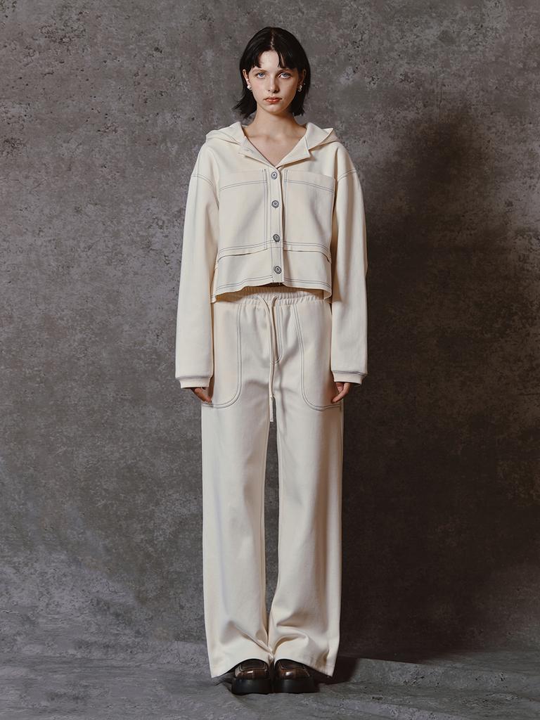 MEENDERI Round Pocket Jogger Pants - Cream