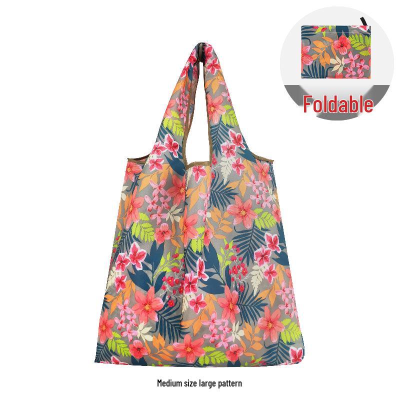Medium Foldable 210D Oxford Cloth Shopping Bag, Convertible to Shoulder or Handbag, Ideal for Groceries and Camping