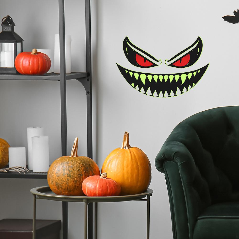 Halloween Demon Creepy Smiling Face Bedroom Living Room Wall Decoration with Glow-in-the-dark Stickers