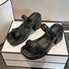 Fashion High-heeled Slippers Fashion Square Head Open Toe Waterproof Platform Anti-slip Wear-resistant Square Heel Shoes