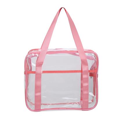 Trousse per Trucco Trasparente Grande Capacità Impermeabile Chiusura a Cerniera Borsa Cosmetica da Mano da Viaggio Trasparente