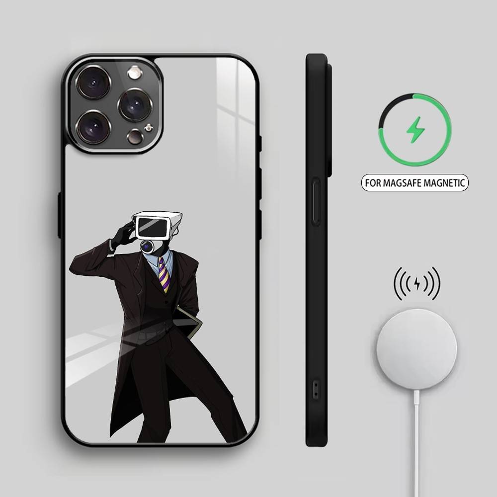 S-Skibidi Toilet C-Camera Man Phone Case For iPhone17,16,15,14,13,12,11 Plus,Pro Max Magnetic For Magsafe Wireless Charging