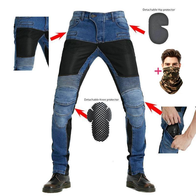 Unisex Motorcycle Riding Pants Summer Breathable Mesh Cycling Trousers With Protective Padding Street Bike Touring 4XL