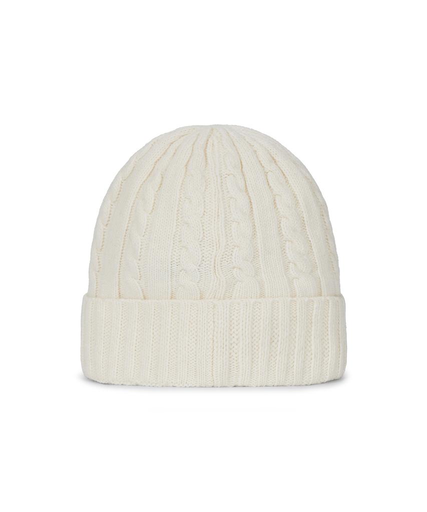 Bajal Va Applique Cable Knit Beanie Ivory