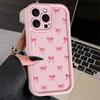 Gentle Pink Bow Print Phone Case For iPhone 16 17 Pro Max 15 14 13 12 11 XS X XR 7 8 16 Plus SE 2022 16E Cute Bownote Soft Cover