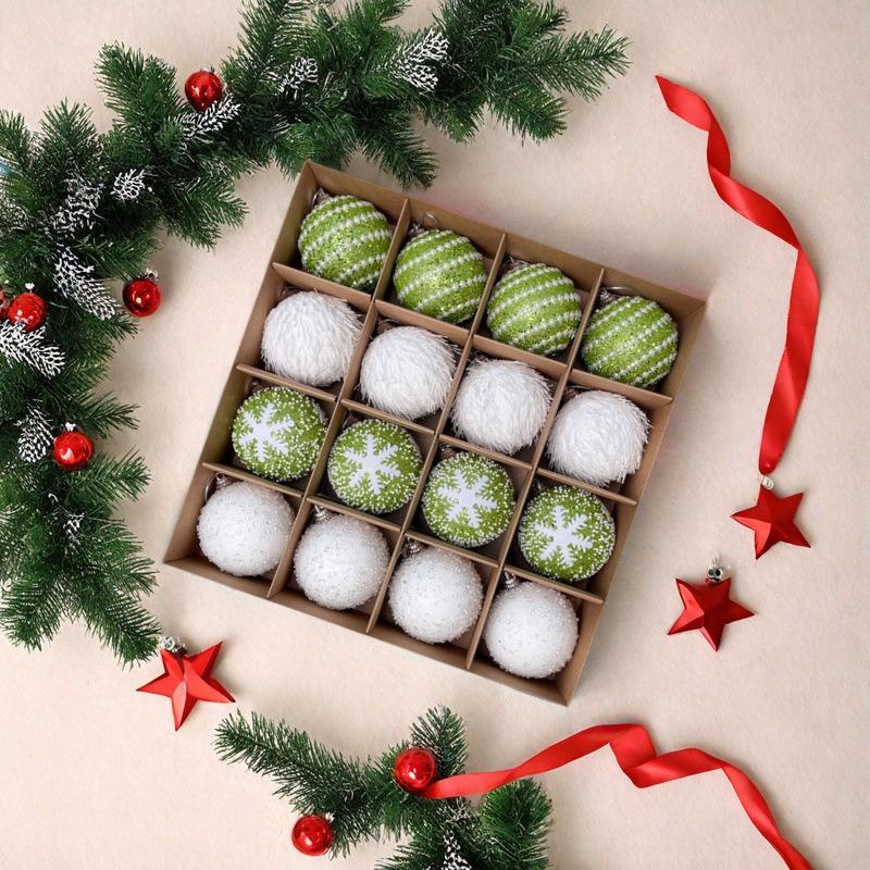 Ensemble de 16 Pièces d'Ornements de Noël Fabriqués à la Main Kit Décorations Festives pour Arbre Boule en Mousse de Noël Décorations de Fête Uniques Faites à la Main