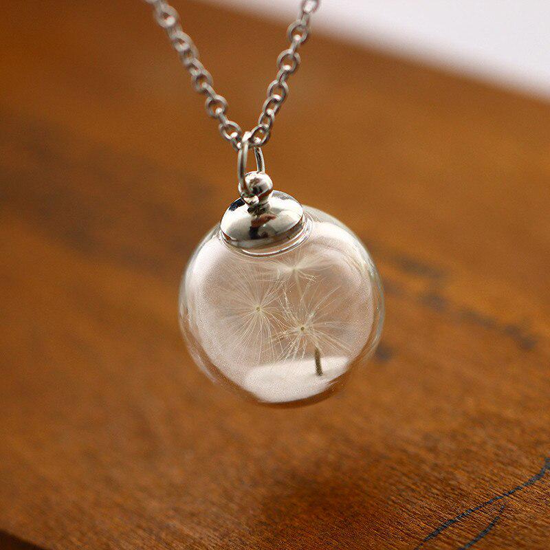 Glow in the Dark Luminous Dandelion Glass Globe Pendant Necklace Sweater Chain Glow in the Dark Luminous Dandelion Glass Globe Pendant Necklace Sweater Chain