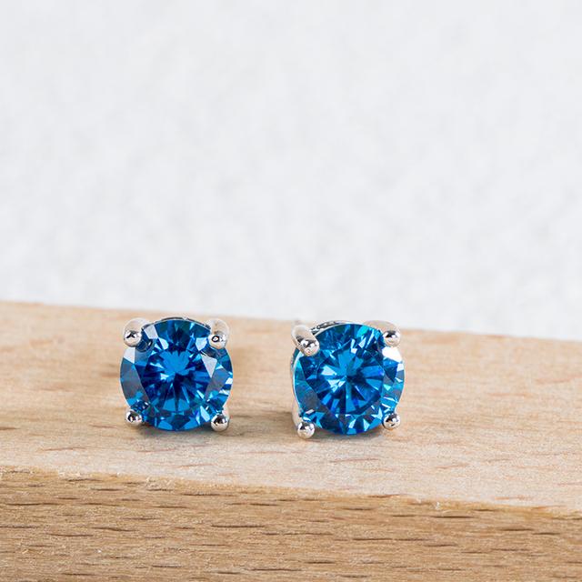 Cellacity Classic 100 %925 Sterling Silver Stud Earrings With Round Emerald Gemstone For Women Silver Wedding Party Fine Jewelry