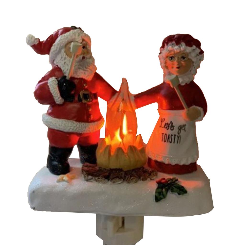 Xmas Night Light Flickering Campfire Effect Resin Plug In Night Lamp Holiday Decoration