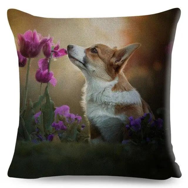 Cute Welsh Corgi Pembroke Dog Printed Pillowcase Decoration  Pet Animal Cushion Cover Sofa Household Car