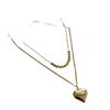 French Fashion Love Heart Double Layer Titanium Steel Clavicle Necklace For Women