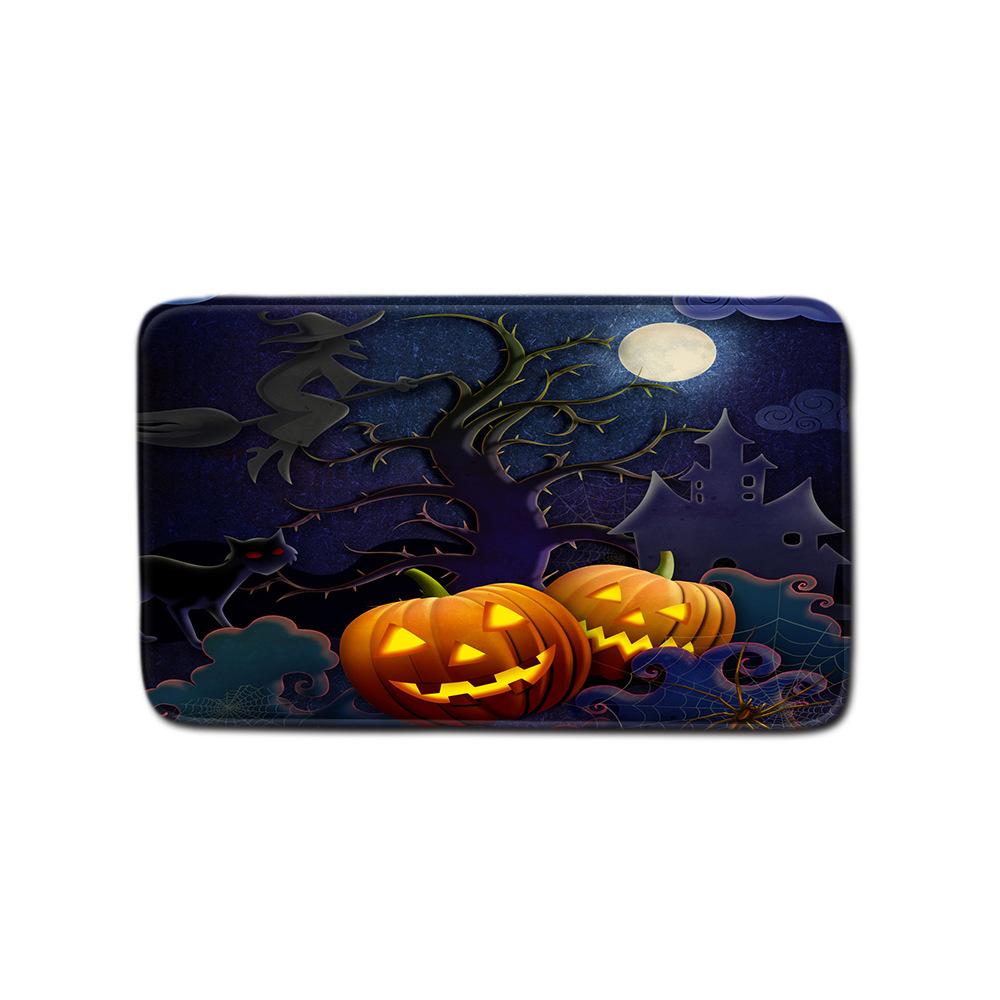 Halloween Duschvorhang Bodenmatte Kombination Vierteilige Haushalts-Fußmatte Schlafzimmer Rutschfester Teppich