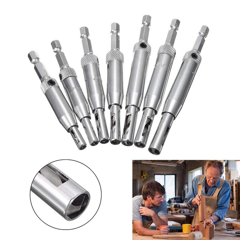 1Set Burghiu Centru Uși Autocentrare Balama Filetator Set Burghiu Carotă Perforator Găuri Unelte pentru Prelucrarea Lemnului 5/64"- 1/4"