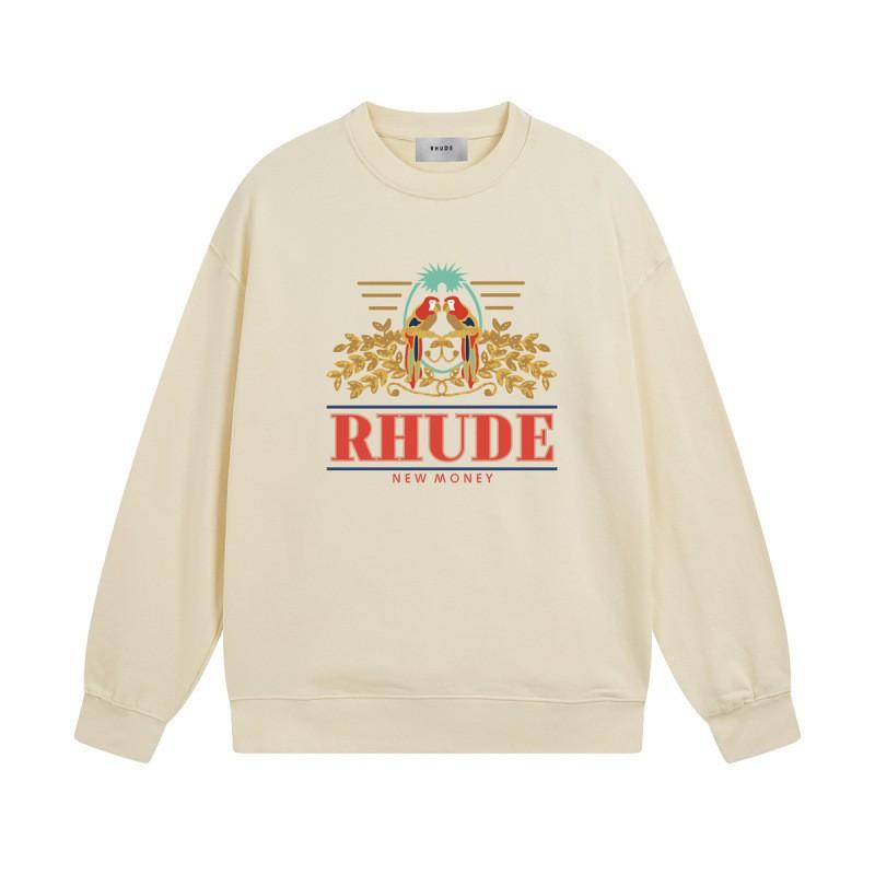 Rhude Vintage Letter Print Oversized Hoodie Men Women Casual Streetwear Sweatshirt