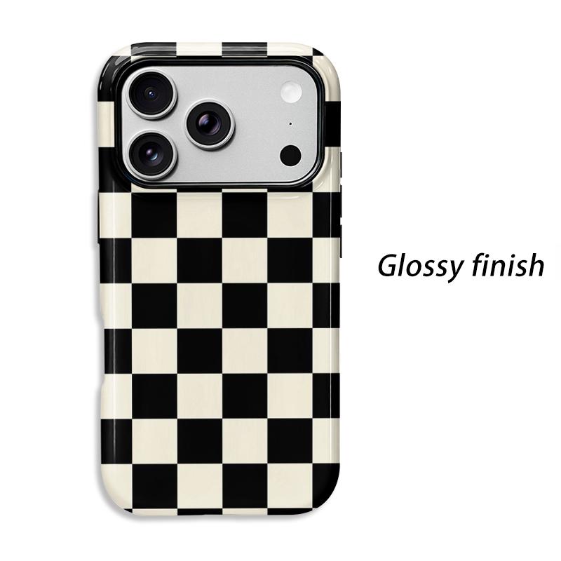 Classic Monochrome Black White Geometric Checkered Square Art Film Aesthetic Protective Shockproof Bumper Phone Case For iPhone 14 15 16 Pro Max Plus