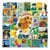 50 Art Oil Paintings Van Gogh Sunflower Personalized Decoration Gooka Suitcase Refrigerator Car Creative Stickers