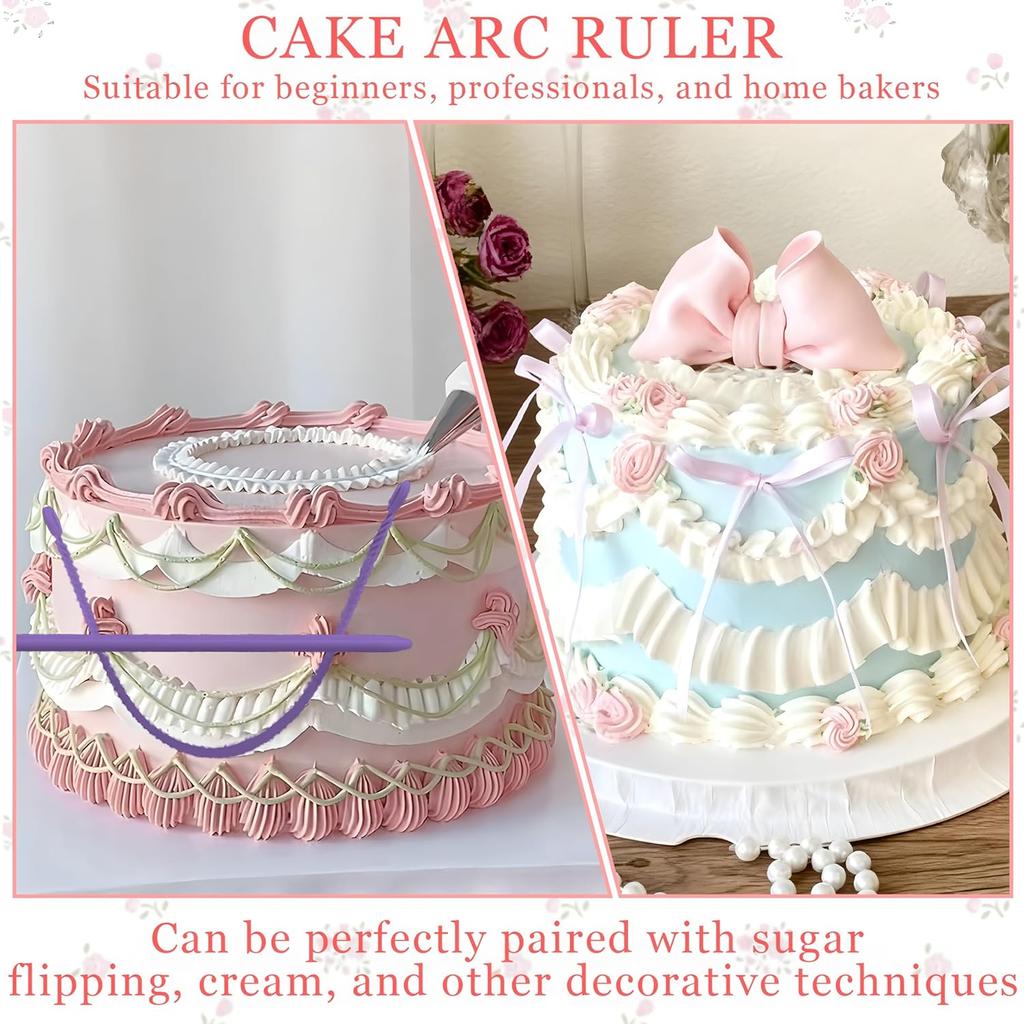 4PCS Cake Arch Guide Tool,Adjustable Fondant Cake Arc Ruler,Practical Baking Writing Swag Guide Gadgets Accessories,Decorative Marking Divider