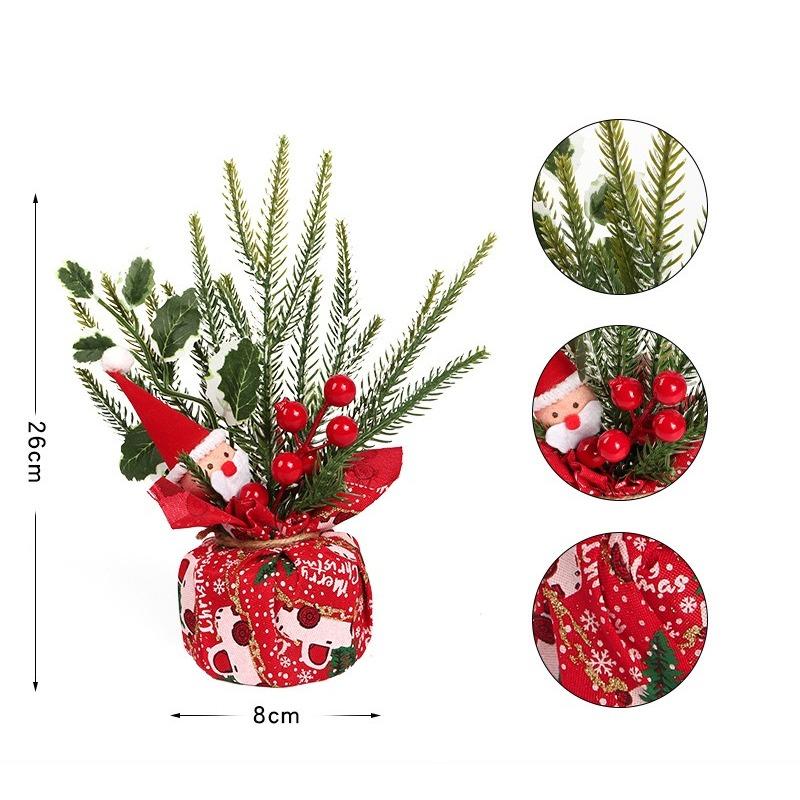 Wooden PVC Christmas Tree Centerpiece Tabletop Flower Arrangement Decor for Holiday Gifts Festive Xmas Decoration Accessories