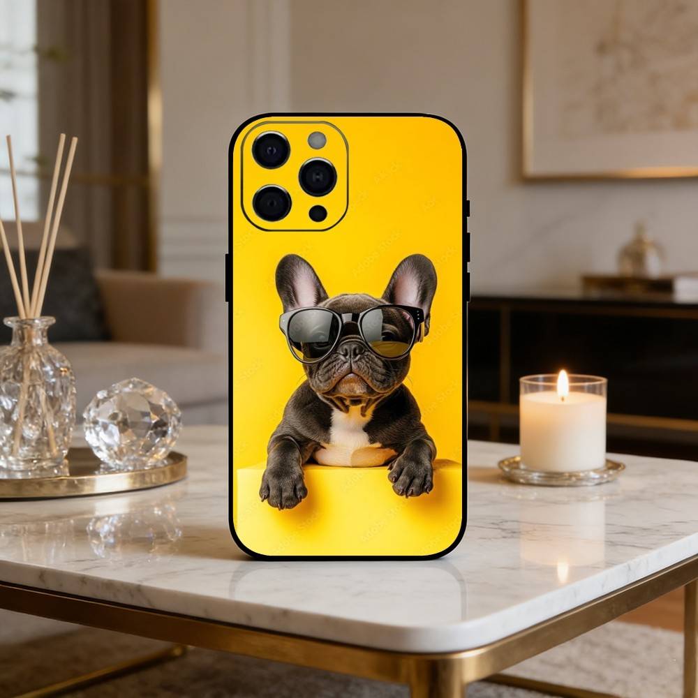 F-Frenchies Französische Bulldogge Hund Handyhülle Für iPhone17,16,15,14,13,12 Plus,Max Weiches Silikon Schwarze Hülle