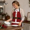 Oil Proof Cooking Cover Christmas Apron with Santa Gingerbread Prints, Waterproof Resistant Holiday Apron, Adjustable Tie for Kitchen Baking