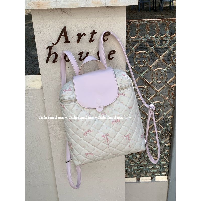 

LaLa Land ACC/Love Knot Original Homemade Print Cute Young Adult Bow Backpack Schoolbag Purple
