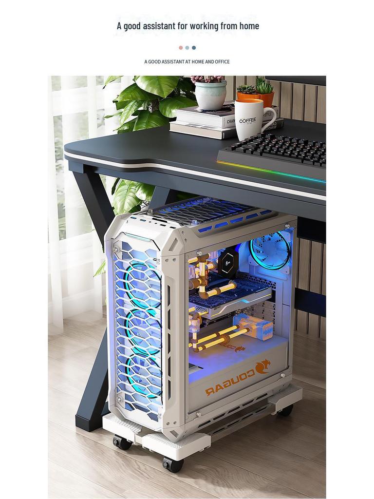 Universal Portable Computer Host Stand with Wheels, Moisture-Proof Elevated Design for Home or Office