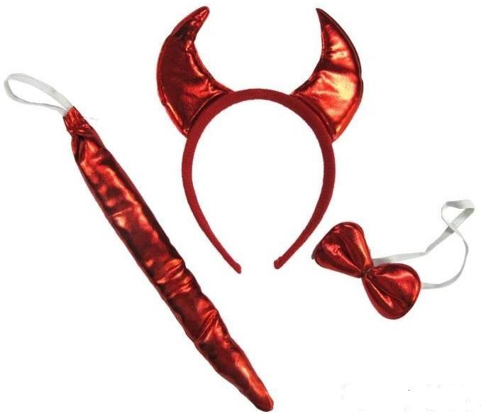 Devil Set Headband Horns + Tail + Bow Tie 1 Pack