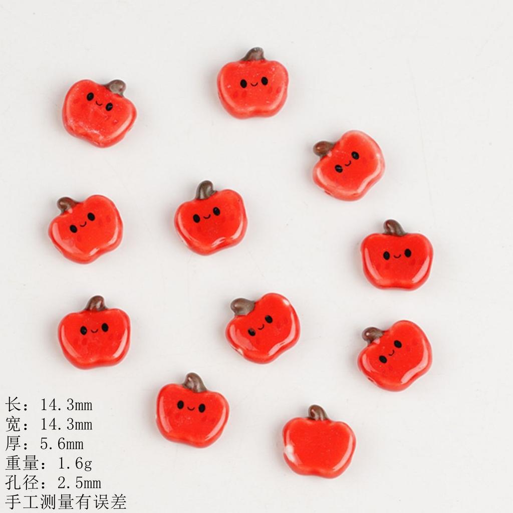 Ceramic Loose Beads Chinese Red Beads Handmade DIY Necklace Loose Beads Accessories