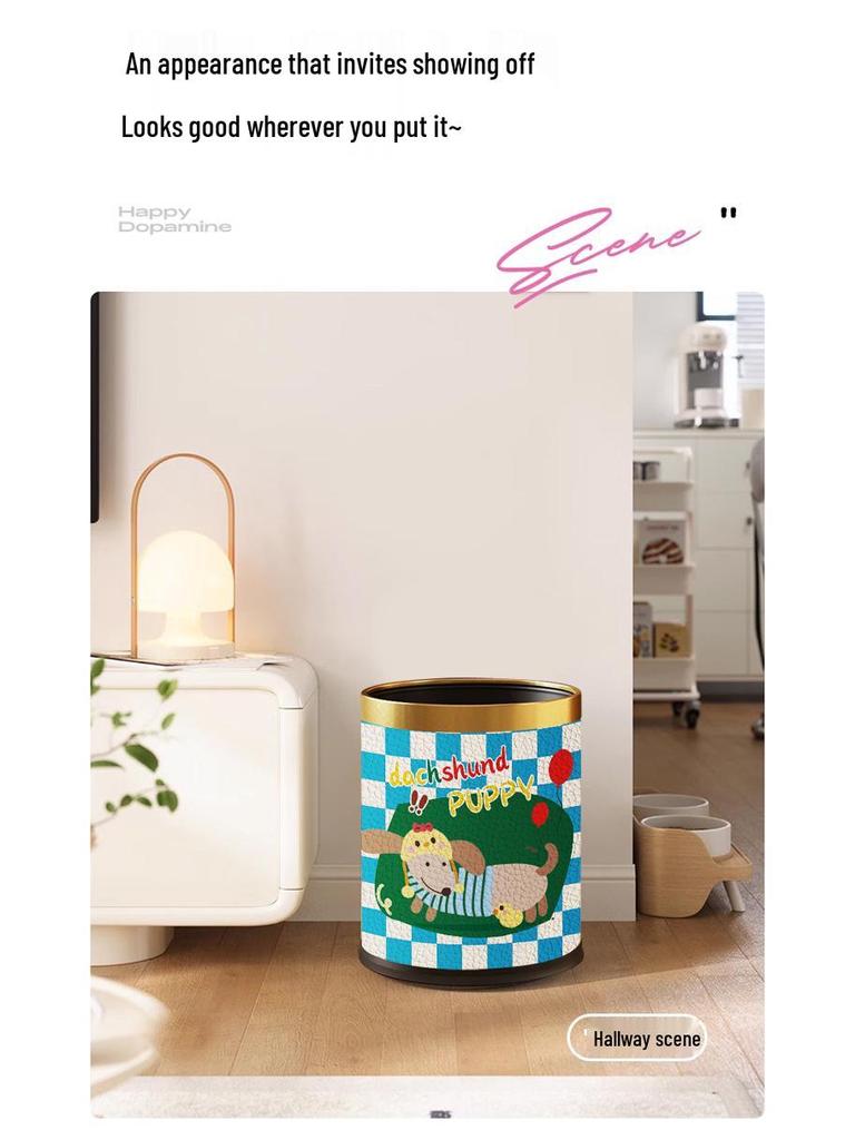 He Mu Cheng Double Layer Cartoon Stainless Steel Trash Can with Foot Pedal - Living Room & Kitchen