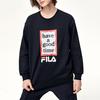 Fila X Have A Good Time Collaborative Letter Print Round Neck Pullover Sweatshirt Men Sweatshirt Black F11U149204F-BK