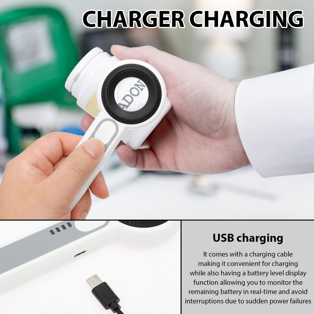 Magnifying Glass USB Rechargeable 60X Handheld Magnifier with Adjustable 3 Light Mode Electronic Magnifier for Watch Repair Read