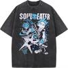 Giappone Anime Soul Eater Stampa Nera Uomo Donna Magliette Lavate Casual Larghe Harajuku Maschio Morbido Manga Retrò T-shirt