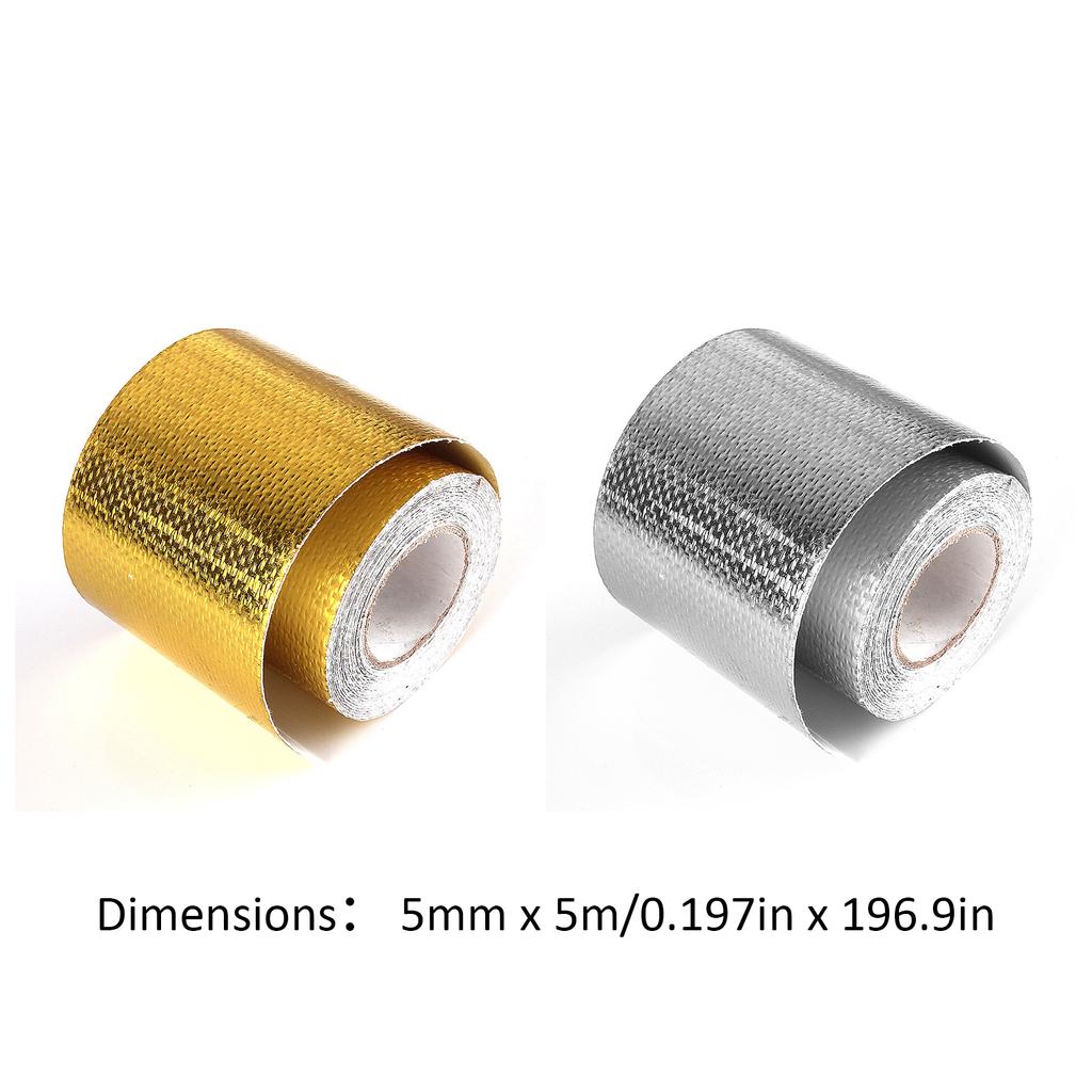 5m*5cm izolační páska na výfukové potrubí, tepelná páska na výfukové potrubí, svodové potrubí, vysokoteplotní bandážová páska, stříbrná lepicí páska