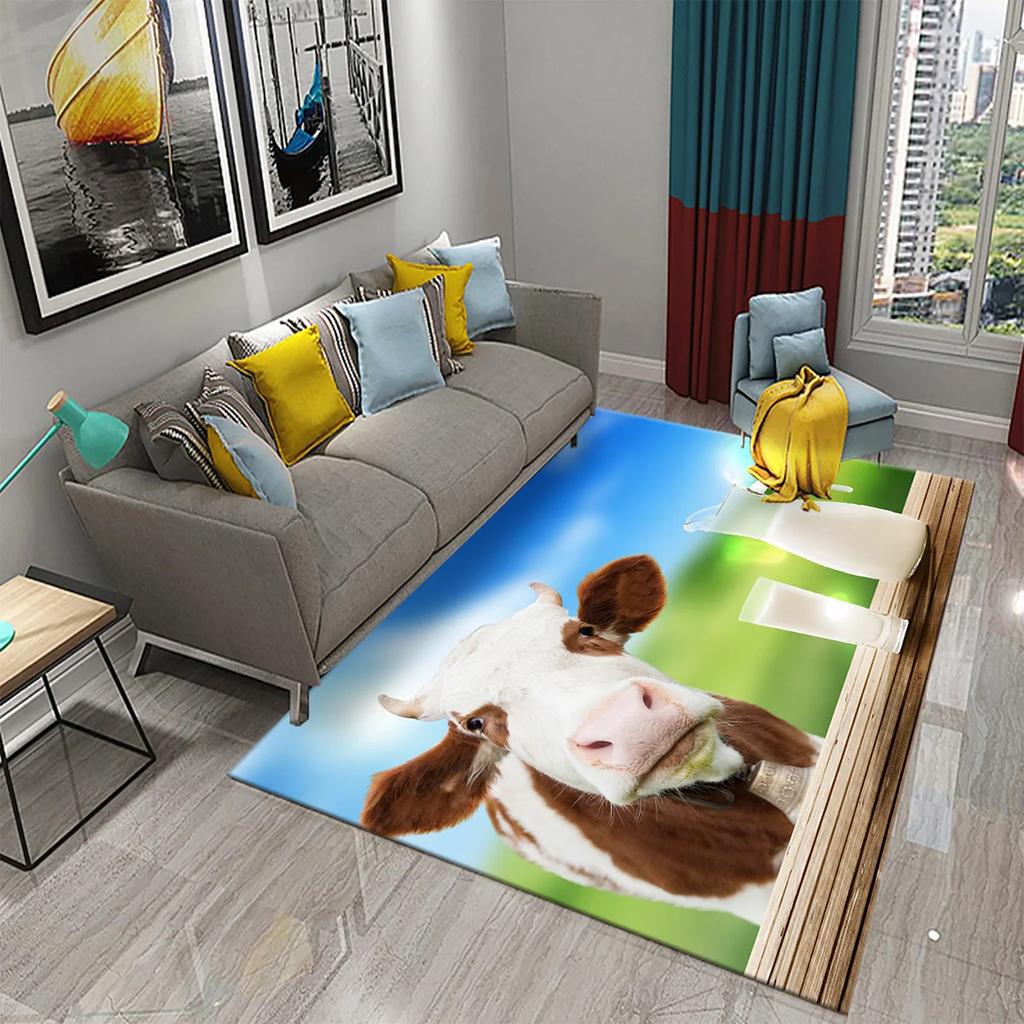Dairy Cow Carpet Farm Animal Fresh Milk Rug Bathroom Kitchen Non-Slip Doormat Entrance Door Mat Living Room Bedroom Decor Carpet
