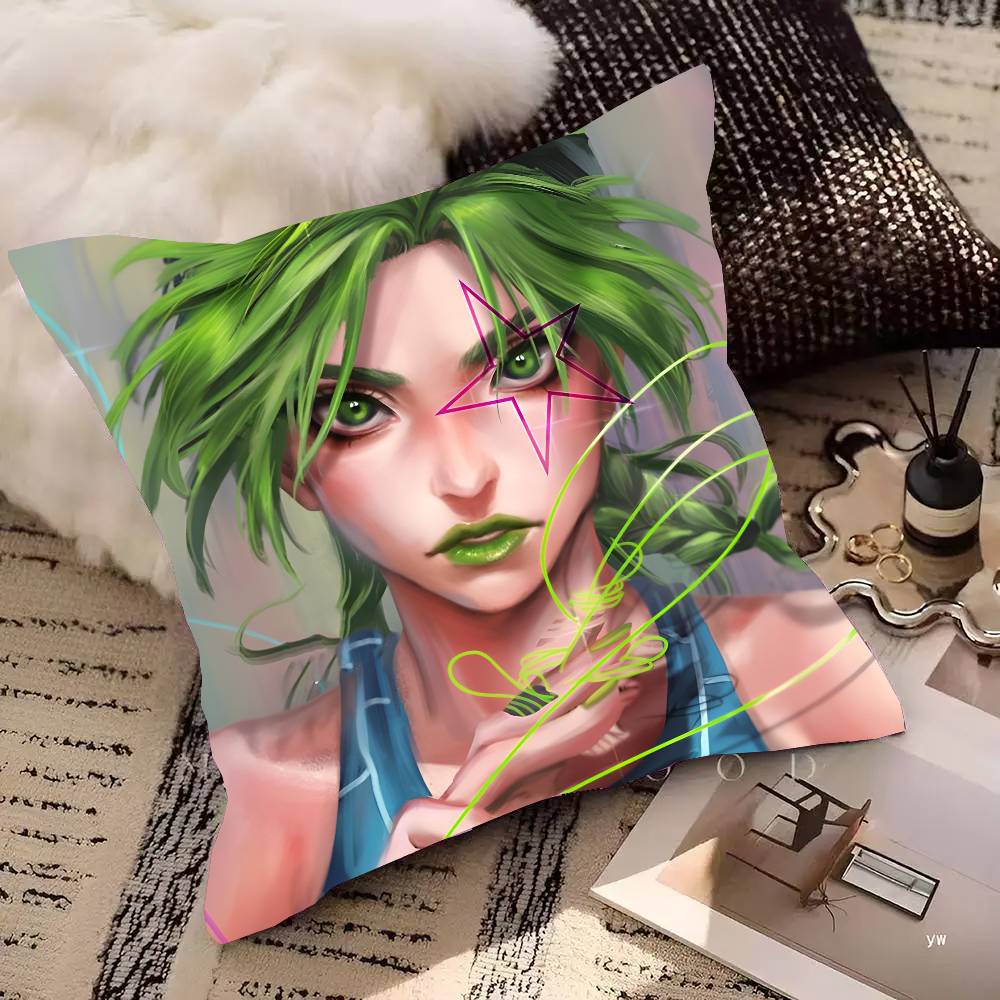 Anime JoJo's Bizarre Adventure Jolyne Cujoh Pillow Case Square Pillow Bedroom Sofa Leisure Comfort Cushion Car Home Decoration