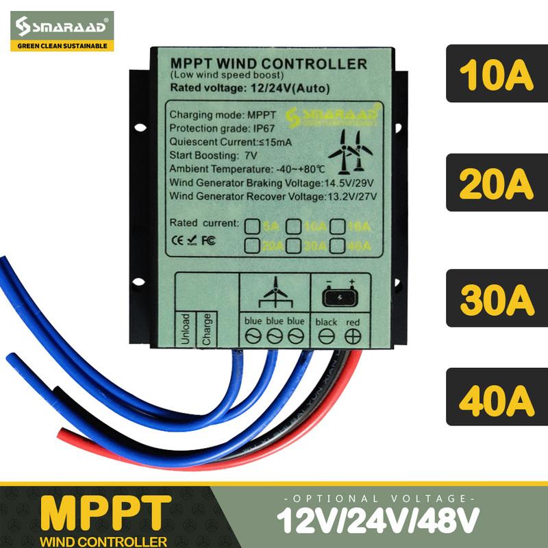 Kontroler ładowania wiatrowego MPPT 100-1000W 12V/24V Automatyczne dopasowanie 48V 10A-40A Generator turbiny wiatrowej Kontroler ładowania wiatrowego Wodoodporny IP68