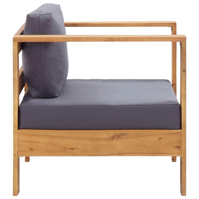 VidaXL Chaise de Jardin avec Coussin Fauteuil de Patio Siège de Terrasse Chaise d'Extérieur Balcon Gris Foncé Bois d'Acacia 47275