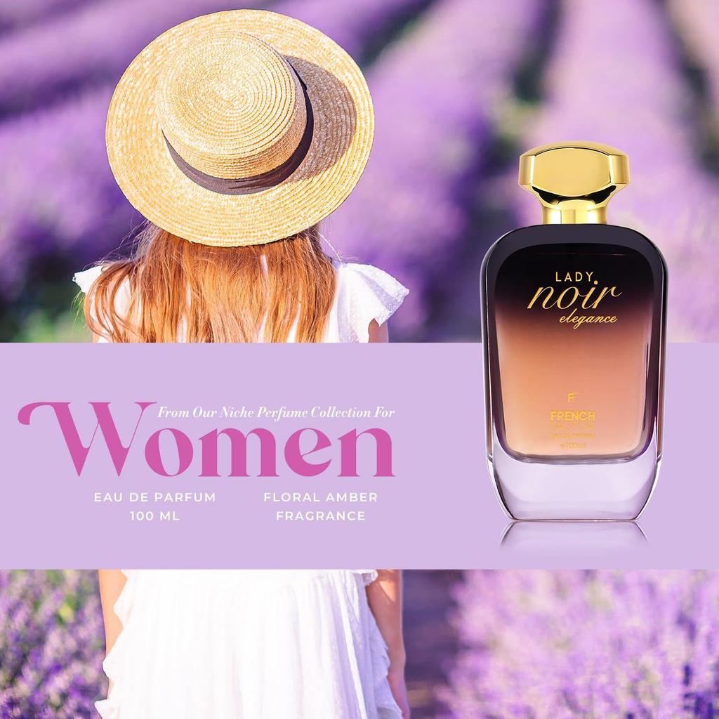 French Factor Lady Noir Perfume For Women With Floral Amber Notes Long Lasting Eau De Parfum Gift For Girls