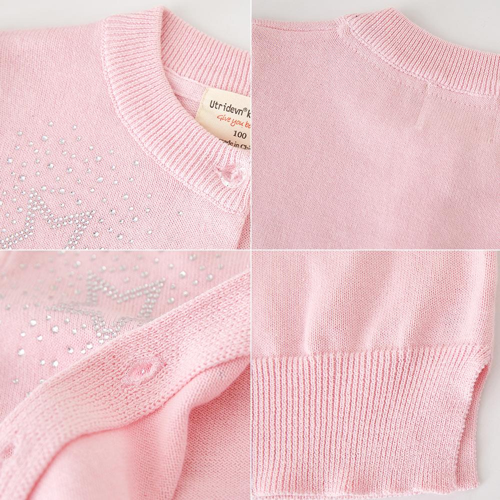 New Children's Clothing Matching Skirt Five-pointed Star Hot Diamond Girls Knitted Cardigan Jacket Children's Sweater