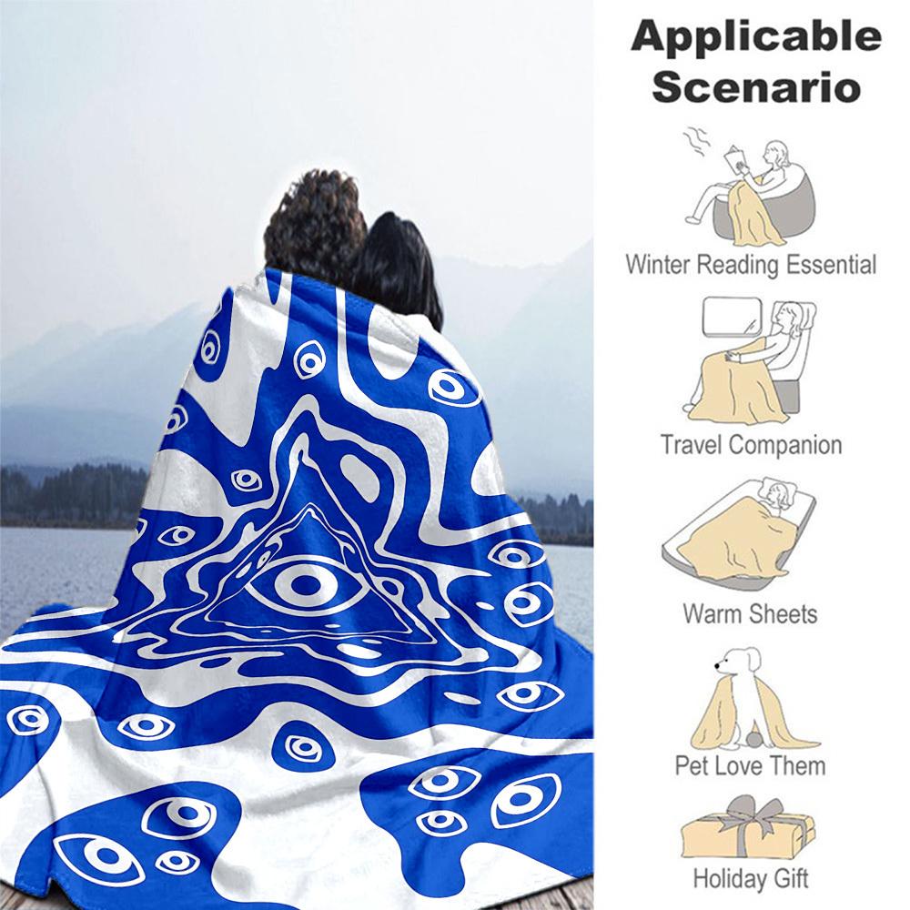 1PC Eyes PatternOutdoor Flannel Blanket - Soft Plush Decor for Picnics, Camping, Bedroom, Playroom, Office, or Lunch Break 1295A