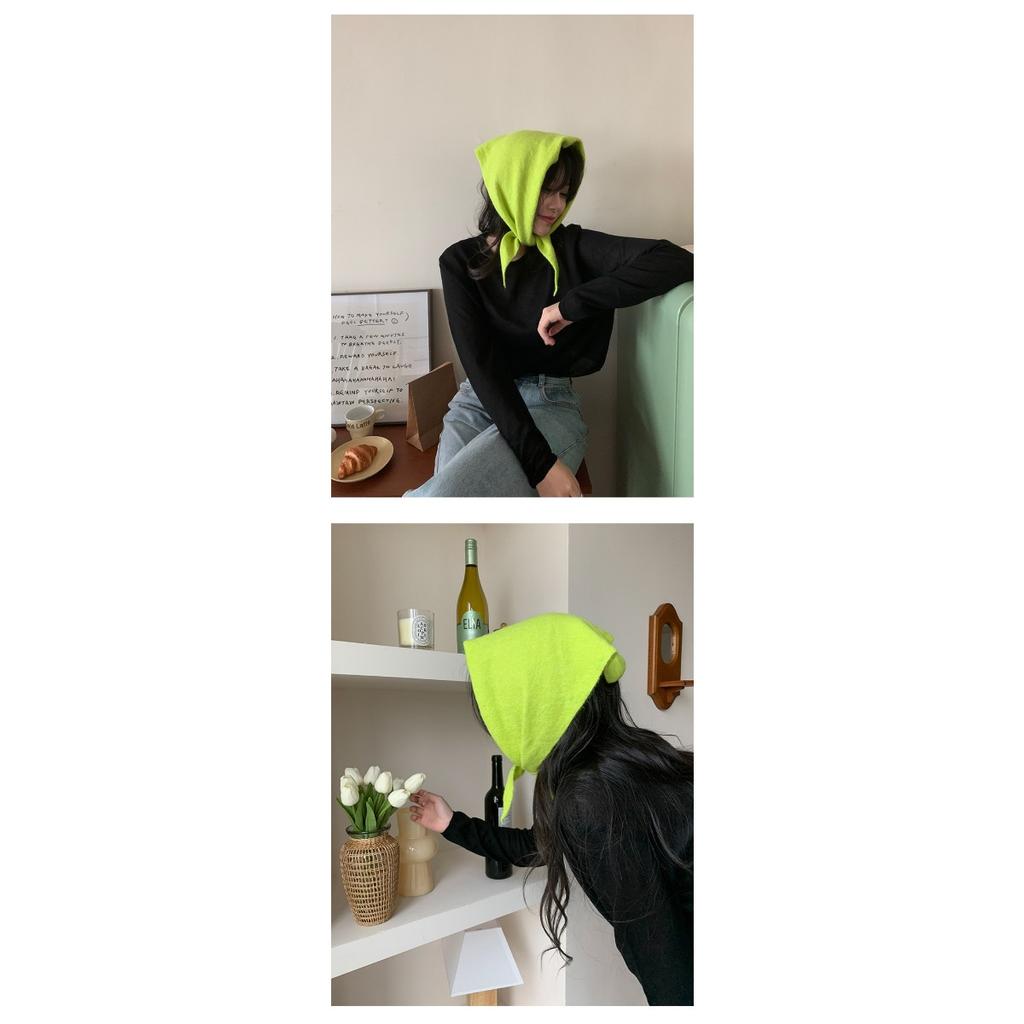 Wool Temperament, Anti-aging Triangle Scarf, Knitted Small Shawl for Women in Autumn and Winter, Versatile Korean Version, Knotted and Shoulder Worn